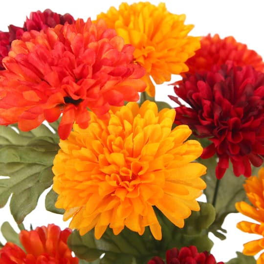18.5" Orange & Red Ball Mum Bush by Ashland®